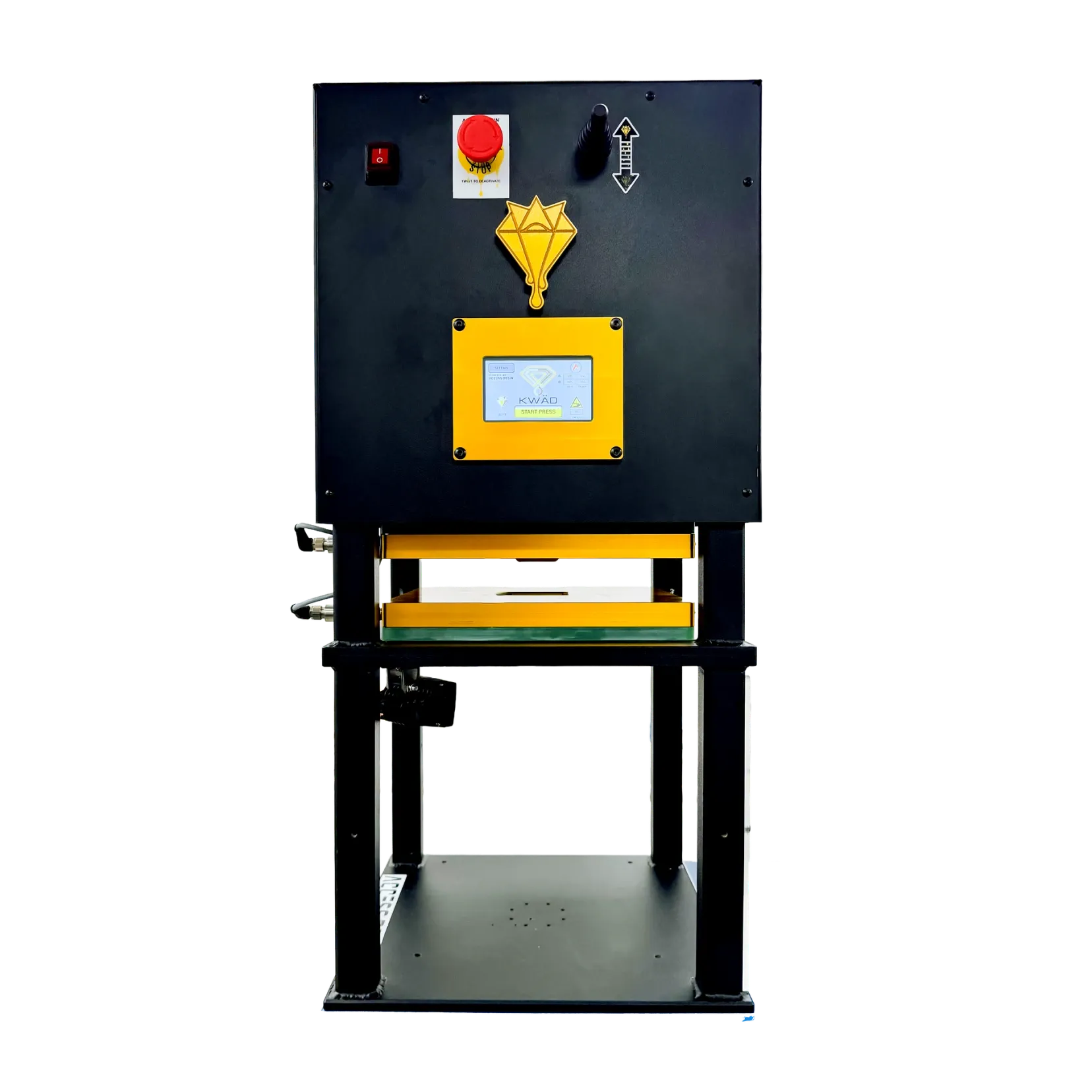 Rosin Press - KWAD (Black, E-Hydraulic Pump (Double-Acting), System Mounted to Cart, 110v/120v 1P 60hz (USA))
